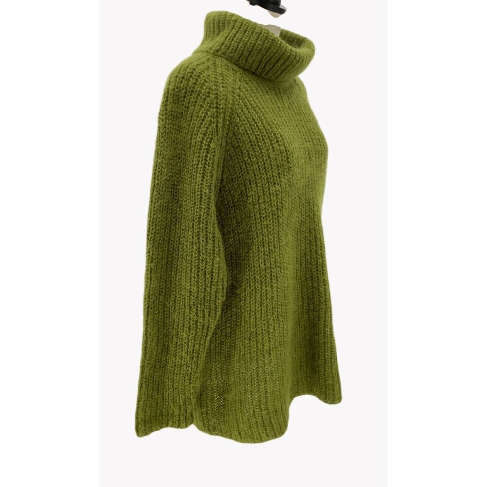 Vintage Olive Green Mohair Sweater Womens L Turtleneck Kurt Cobain MOD - Picture 2 of 6
